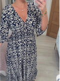 Summer Explosion Super Fairy V Collar Seaside Holiday Beach Print Loose