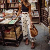 New Women's Fashion Print Bohemian Beach Vacation High Waist Wide Leg