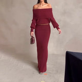Women's Clothing 2025 Autumn New Breast-Wear Sexy Open Shoulder Half-Dress Suit