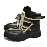 New Five-Pointed Star Shoes Men's Shoes Geometry High Help Short Boots Leather Martin Boots Beef Bottom