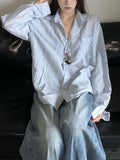Zingj Autumn New Lazy Wind Relaxed Striped Shirt Coat Female Loose And Versatile Sunscreen Long-Sleeve