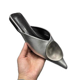 Half Slippers Women Wear 2025 Spring New Pointed Cool Slippers Metal Buckle Retro Lazi Lazier