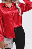 Women's Shirt Loose Shirts and Blouses Silk Button Up Shirt Oversized Blouse Women Fashion OL Women Clothing Womens