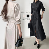 Korea's Dongdaemen 2025 Spring And Autumn 2025 New Loose Waist-Receive Shirt Dress With Dress