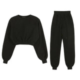 Women Pullover Hoodies Sweatshirts Suit Winter Spring Solid Casual Tracksuit Fleece Y2k 2 Pieces Set Sweatpants Quality