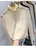 Zingj Air Fluttering Jacket Pleated Wood Ear Net Gauze Bottom Clothes Female Ultra Thin Perspective Pile Collar Lace Unlined Upper