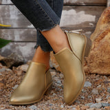 Coarse And Short-Skinned Boots Women's Sharp Tips And Zippered Velvet And Ankle Boots Women's Martin
