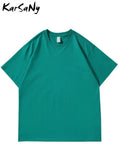 Summer Oversized T-shirt For Women 220G Loose Short Sleeve Tees Solid Casual Basic Cotton T Shirts For Women