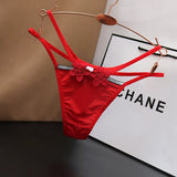 Ice Silk Slipless Low-Rise Thin Belt Thong Women's Hot Trousers Embroidery Squeal Cotton Net Lust