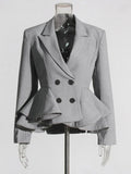 Style Temperament Elegant Small Suit 2025 Autumn New Fashion V Collar Splicing Lotus Leaf Design Coat