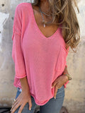 New Autumn And Winter V-Neck Long Sleeve Pocket Casual Knitted Sweater