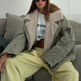 Lamb Velvet Collar Jacket Loose Warm Work Clothes Baseball Uniform Autumn And Winter Sports A Hundred Cloth