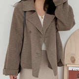 Chic Autumn And Winter French Temperament Suit Double Buckle Loose Leisure Long Sleeves Warm