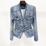 Early Autumn New Star Fashion T-Shirt Belt Wash Denim Suit Jacket Jacket