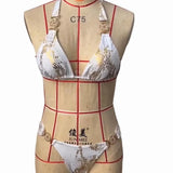 Zingj New Snake Perms Gold Bikini Crystal Diamond Metal Accessories Split Girls Holiday