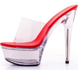 Zingj Style Sexy Super High Heels 15CM Thin Heel Waterproof Platform Slippers Transparent Crystal Shoes Wedding Shoes Banquet High