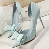 Shoes Bow-knot Woman Pumps Stiletto 10.5 Cm Women Basic Pump Pointed Toe Classic Pumps Sexy High Heels Women Shoes
