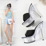 Zingj Patent Leather 15Cm Special High Heels With Sexy Waterproof Platform Hate Day Superb High Slippers Female