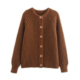 Women's Y2K2025 Autumn New Solid-Colored Cardigan Long-Sleeved Knitted Sweater Coat Women