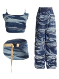 Zingj Style Jeans Two-Piece Female Spring / Summer 2024 New Personality Condole Top Multi-Pocket Cargo