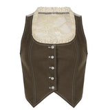 Spring-Summer Solid Color Girded Waistcoat Vest Women Sleeveless New Fashion Top