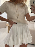 New Women's INS Burst Style Knitted Short-Sleeved Short-Sleeved