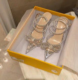 Shoes New Fashion Pointed Toe Rhinestone Bow Stiletto Heel Strap