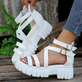 Wind Hollow Thick-Soled Sandals Women's Large Size Women's Shoes Pine Cake With Beach Cool