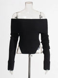 Lazy Top Dress 2025 Autumn New Fashion Niche Irregular Shoulder Knitted Sweater