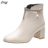 Women Boots 2023 Autumn and Winter High Heels Ankle Shoes Boots Leather Booties Feminina Woman fashion