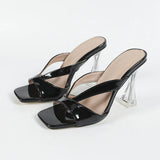 Luzui Fashion Sandals Women's Fine Heel 9CM High Heel Slippers Large Size Women's