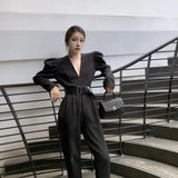 With Belt Ladies Trousers Elegant Office Lady Korean Playsuit Fashion Womens Ropa Mujer Otoo Casual