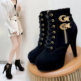 New Ultra-High Heeled Round Head Zipper Short Boots Women With Large Size Martin Boots