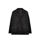 New Female Temperament Female Retro Brown Loose Pocket Long-Sleeved Blazer