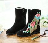 Zingj Boots Six Centimeters High Heel Ankle Boots Spring And Autumn Cloth Boots Women's Ankle Boots Embroidered Shoes Cloth Shoes Hanfu