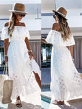 Bohemian Lace White Beach Tube Off-shoulder Sexy