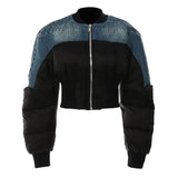 New Denim Washing Splicing Personality Cotton Coat