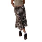 Fashion Basic Wave Point Bump Low-Waisted Hottie Lotus Leaf Side Splicing Straight Half Skirt