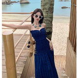 Zingj Plaid Niche Design Annual Meeting Strapless Dress High Sense Dress