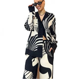 Zingj New Fashion Graffiti Casual Temperament Print Loose Wide-Leg Pants Suit-Outfit
