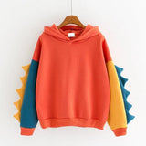 Dinosaur Contrast Color Hooded Long