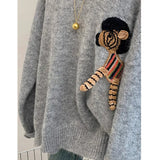 Design Embroidered Jacket Sweater Women's New Autumn And Winter Thick Small Lazy Wind Bottom Knitting