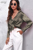 Fashion Button Up Satin Silk Shirt Youth Woman Blouses Cheap and Pretty Blouses Satin Luxury Shirt OL Female