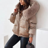 B7K Explosion Winter Cotton Clothes Women's Winter New Large Wool Collar Cotton Clothes Simple Thick To Keep Warm