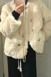 Thick Warm Lamb Wool Coat for Women Loose Casual White Faux Fur Jacket Casacos Femininos Winter 2023 New Goth