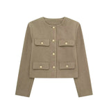 New Clip Round Collar Short Jacket