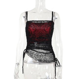 Dark Wind Flocking Suspenders, Chest Style, Wind Lace Flared Trousers, Asymmetrical Aprons, Two Sets Of