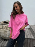 Korean Version Of The Ins Tide Brand Short-Sleeved T-Shirts For Women's Summer New Water Washing To Make Old Design Feel On The Bottom Of The