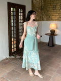 Xixi 13 Line 2025 Summer New Elegant Temperament Printing Pure Desire High-Waisted Sling Dress