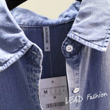 Long Cotton Denim Shirt Spring and Autumn 2023Fashion Pocket Tops Long Sleeve Thin Shirt for Women Clothes New